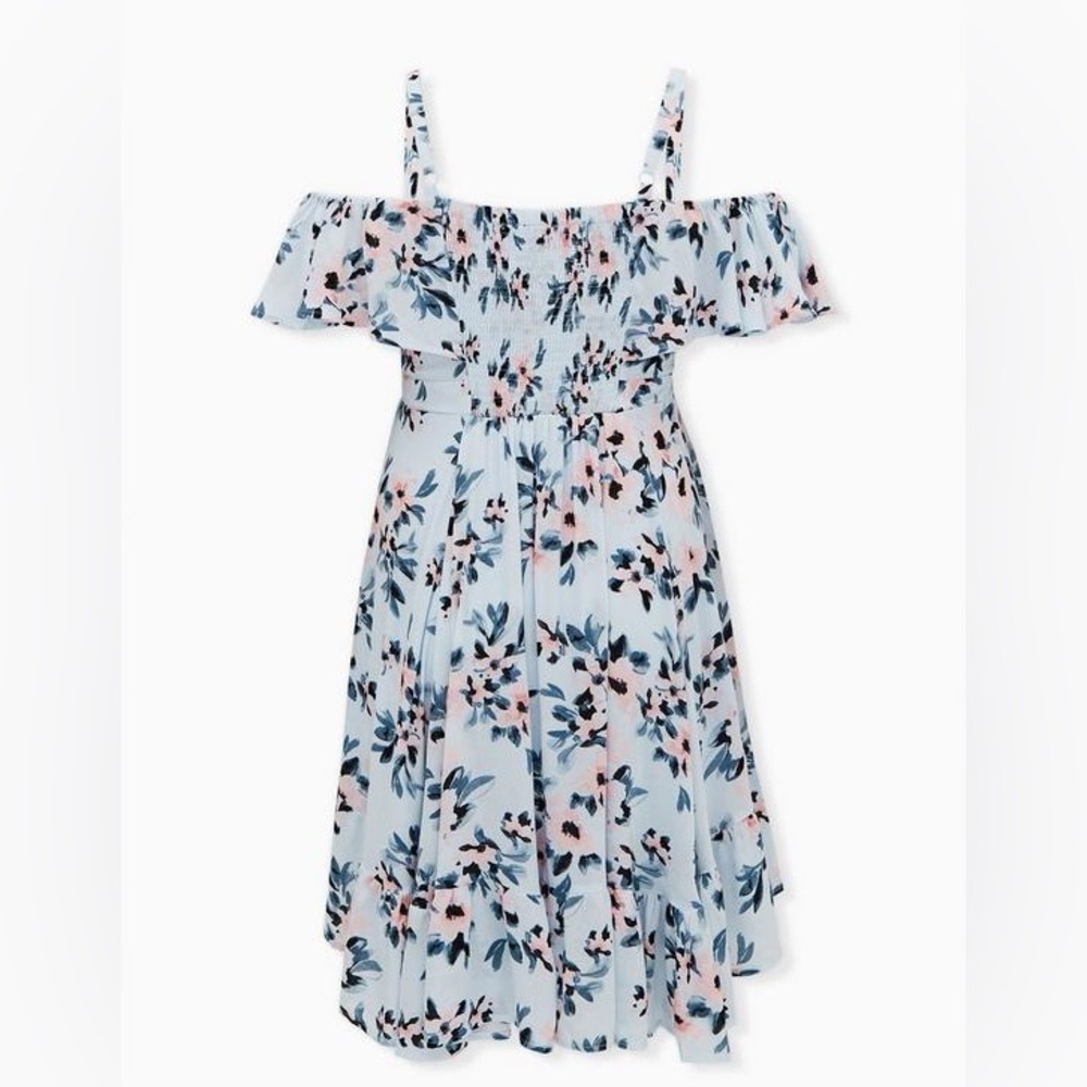 Torrid Size 1 Cold-shoulder blue floral mini dress